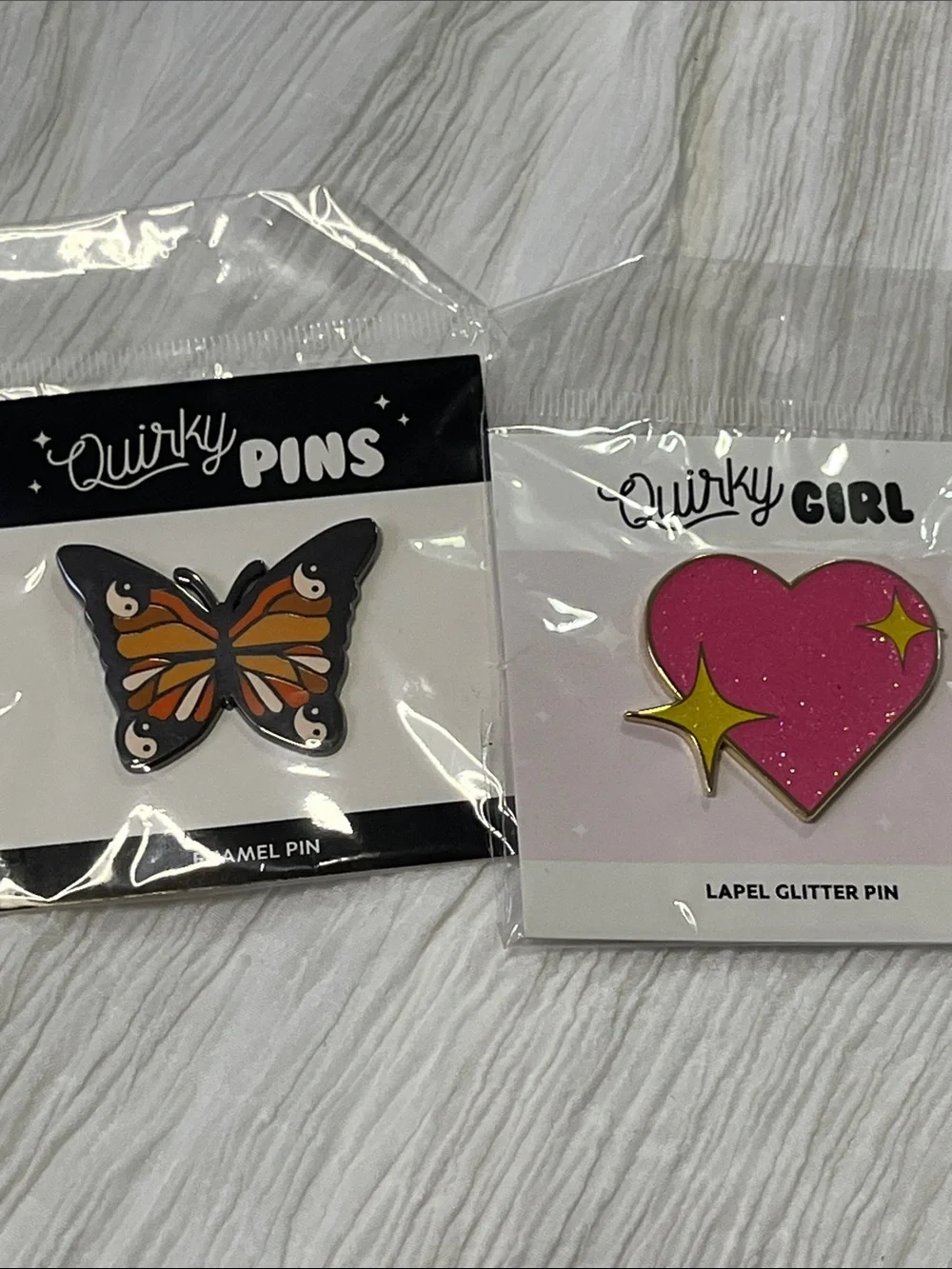 Pink Glitter Heart Brooch Pin